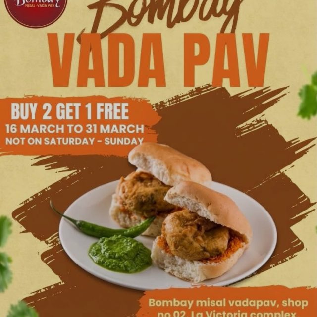 Surat, your favorite street food deal is here! 🔥

Grab our Buy 2 Get 1 FREE Vada Pav offer and enjoy the true Bombay taste.

📍Bombay misal vadapav, shop no 02, La Victoria complex, pal gam road,near galaxy circle, surat 394510

📅 16 March – 31 March

❗ Not valid on Saturday & Sunday

Don’t miss it… come hungry! 😋